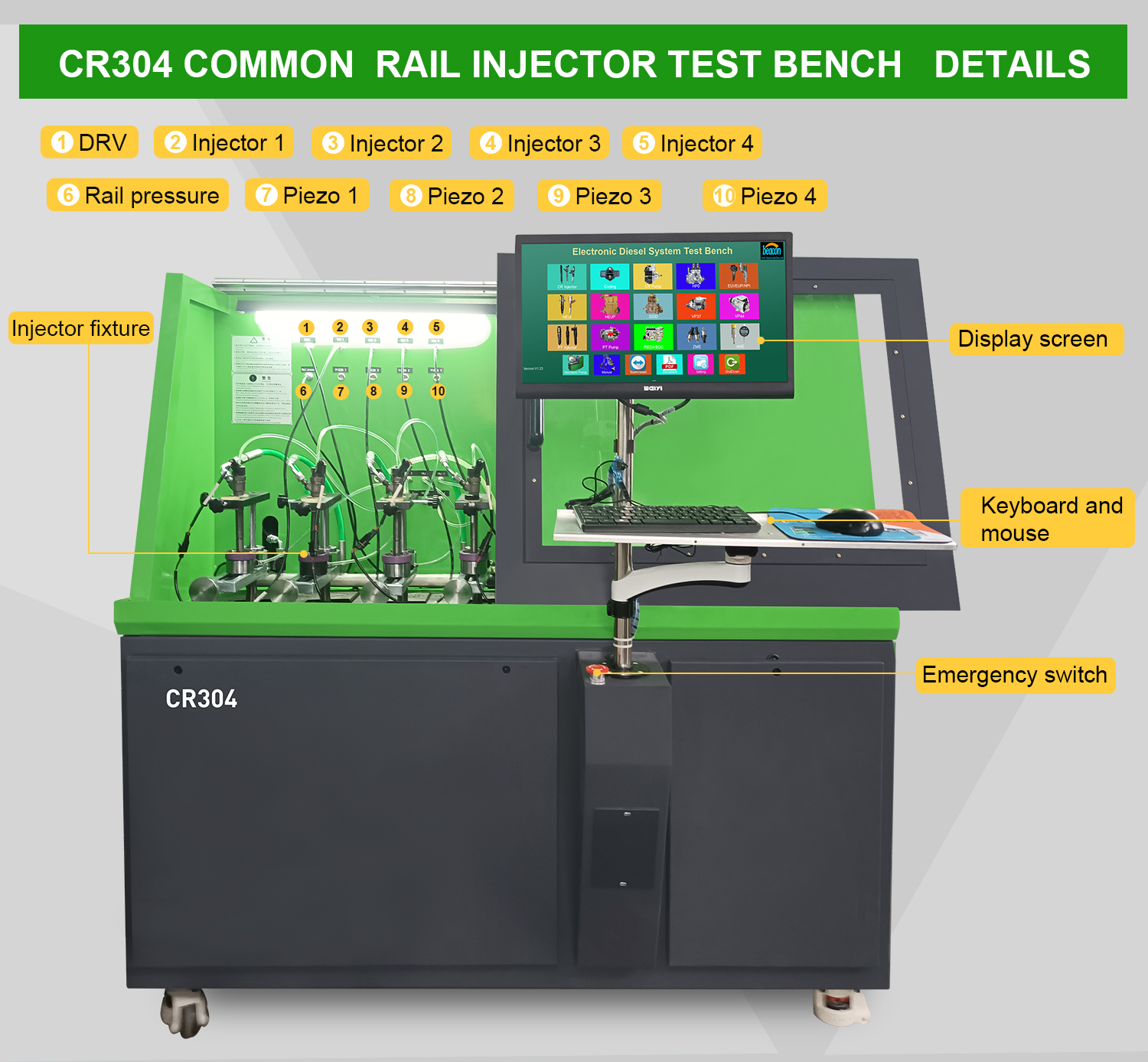 Автоматическая калибровочная машина для тестирования двигателей CR304 Стенд для тестирования кодирования пьезо-форсунок Common Rail Тест CR304 4 шт. Форсунок одновременно